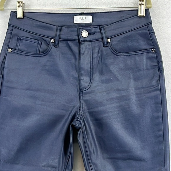 Loft Waxed Denim Jeans Size 8P Navy Blue Skinny High-Rise New w/o Tags - Picture 4 of 11